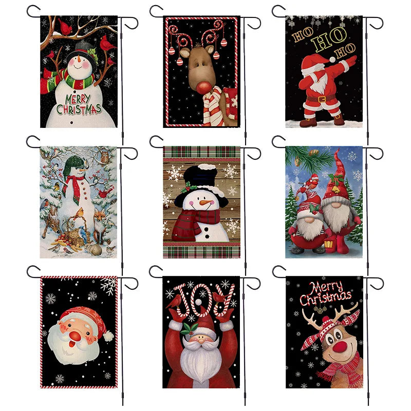 Afralia™ Christmas Festive Garden Flag - Santa Snowman Home Decor 30*45cm