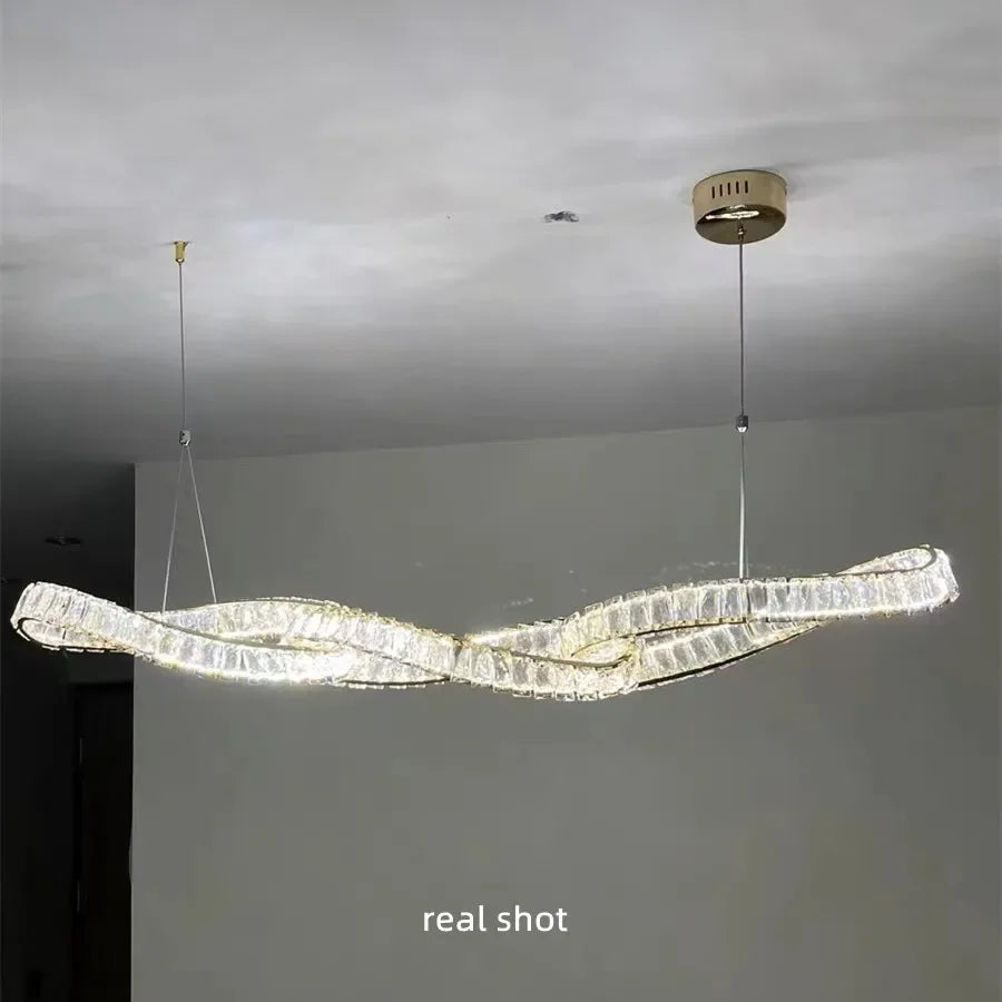 Afralia™ Luxury K9 Crystal Pendant Lights Gold Metal Hanging Lamp LED Suspension