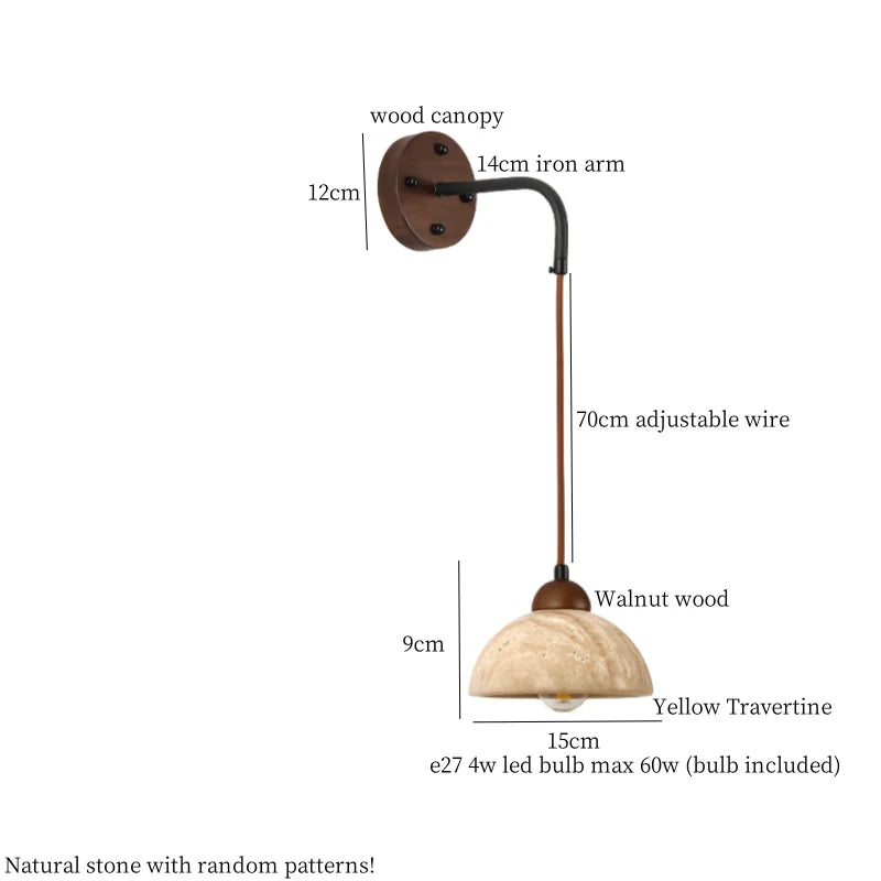 Afralia™ Yellow Travertine LED Wall Lamp for Home Decor