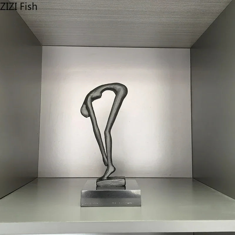 Afralia™ Gymnast Statue Desk Ornament Metal Sculpture Room Decor