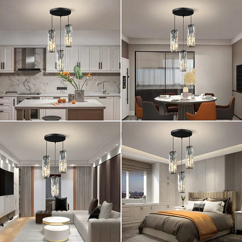 Afralia™ Gold Crystal Chandelier: Elegant Dining Room Pendant Lighting