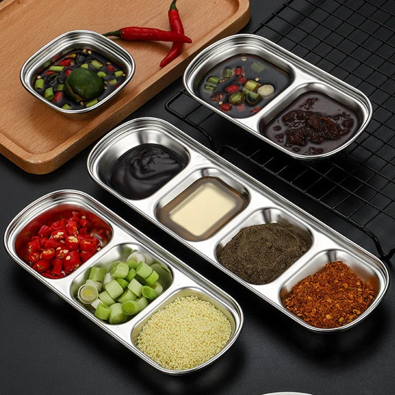 Afralia™ Stainless Steel Seasoning Dish Set - BBQ Restaurant Kitchen Accessory