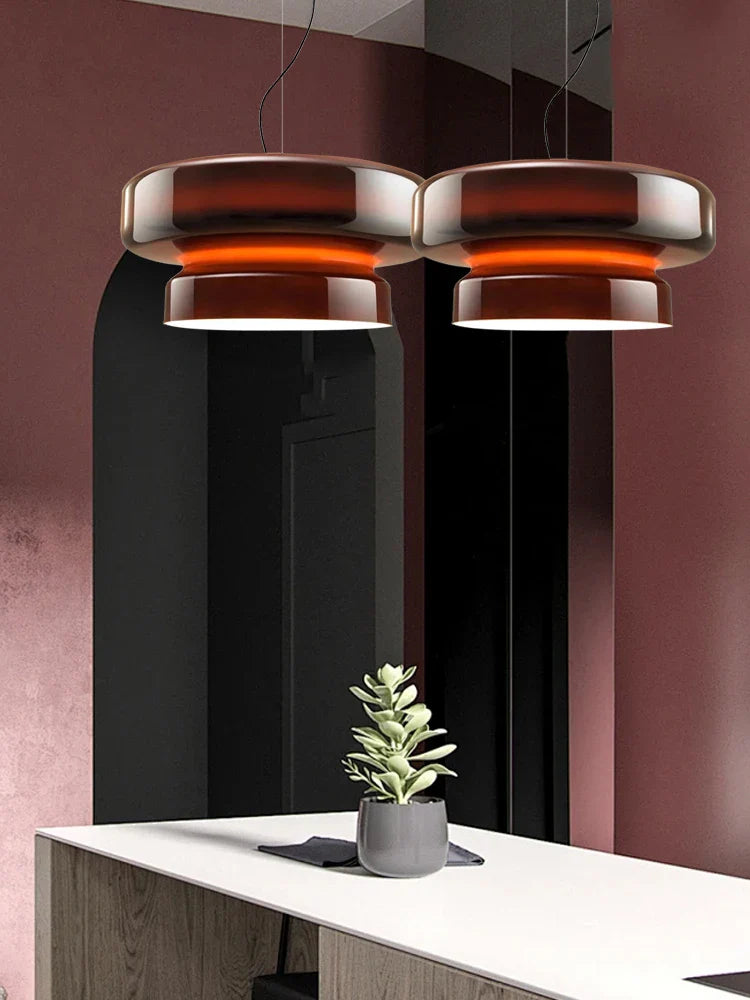 Afralia™ Amber Green Glass Pendant Light Modern Round Dining Table Decor