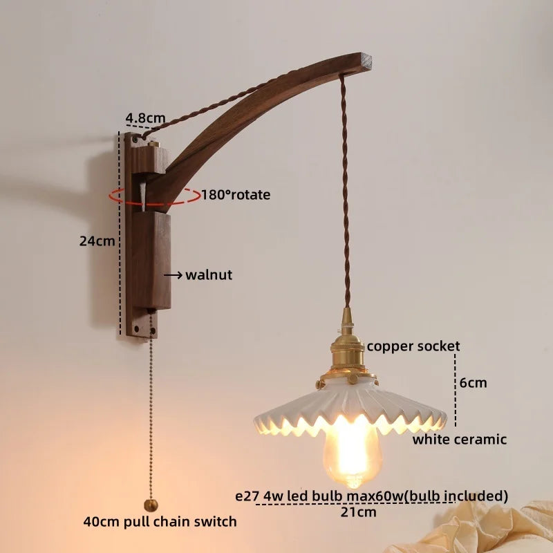 Afralia™ Nordic LED Wall Sconce Walnut Copper Stair Light Fixtures