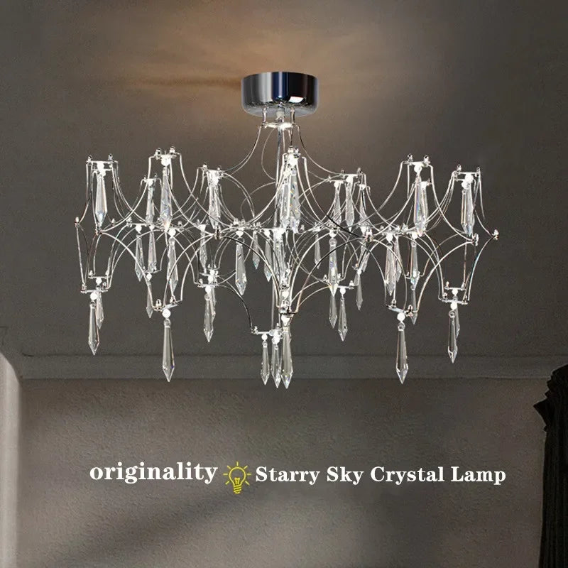 Afralia™ Starry Crystal Chandelier Ceiling Light for Luxury Living Spaces