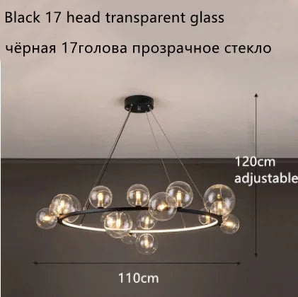 Afralia™ Glass Ball LED Chandelier: Modern Nordic Style for Living, Dining, Kitchen, Study