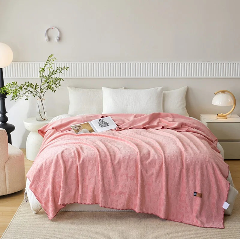 Afralia™ Jacquard Milk Velvet Air Conditioning Blanket | All Seasons Warmth & Travel Shawl