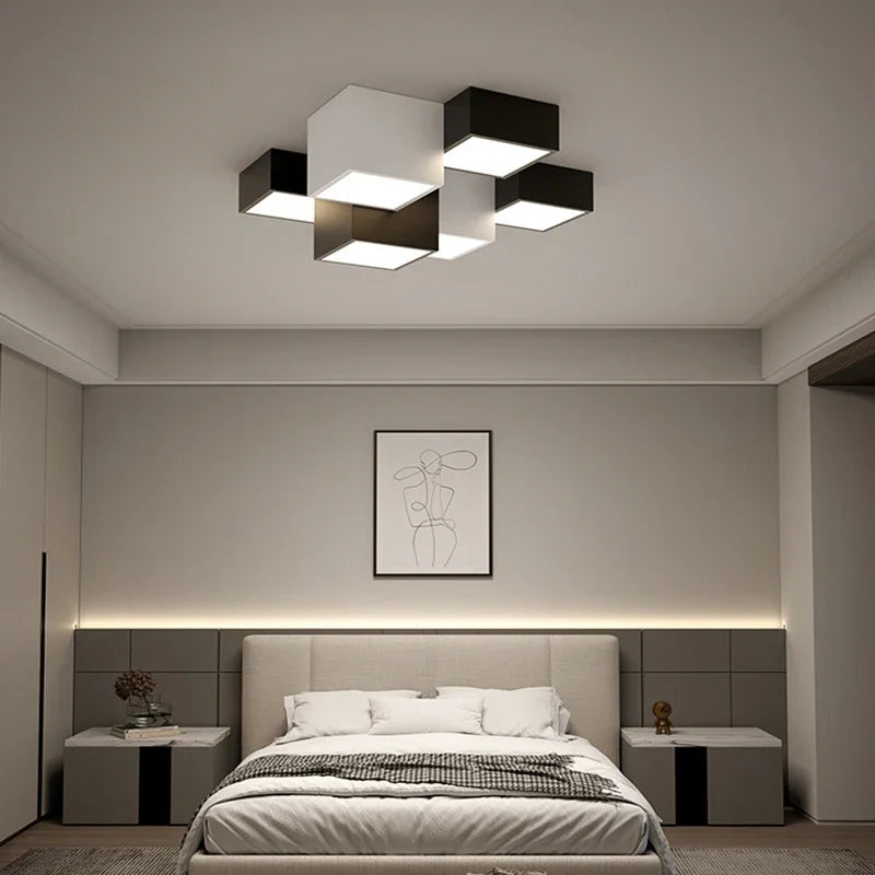 Afralia™ Nordic Black White LED Ceiling Lamp for Stylish Living Room, Bedroom, Office Lighting