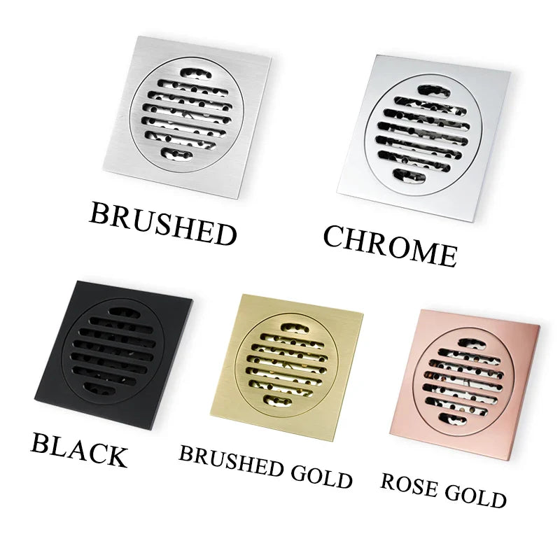 Afralia™ Brass Square Floor Drain 10x10cm for Bathroom Shower with Insect-Proof Deodorant