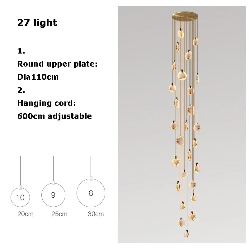 Afralia™ Gold Marble Design Chandelier Lighting for Home Decor