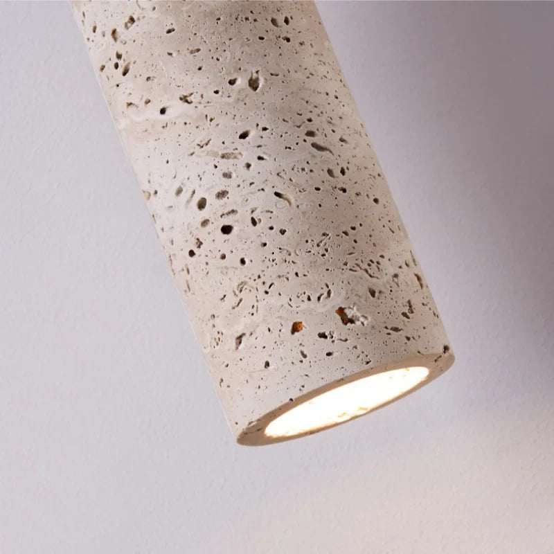 Afralia™ LED Wall Lamp Pull Chain Switch Wood Nordic Modern Yellow Travertine Mirror Light