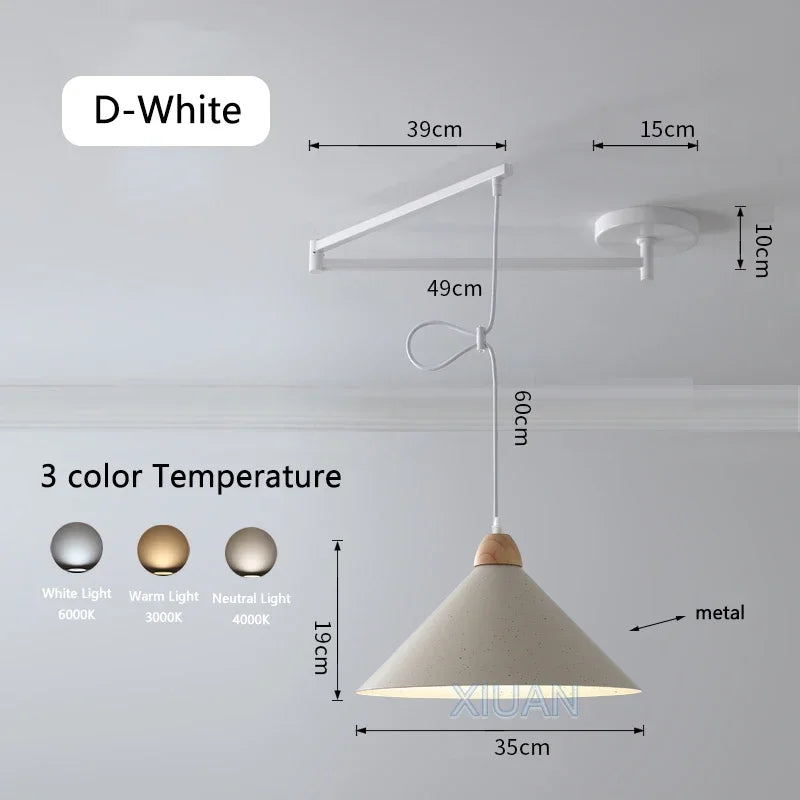 Afralia™ Modern Swing Arm Pendant Lamps PE Metal Sconces Dining Hanging Light
