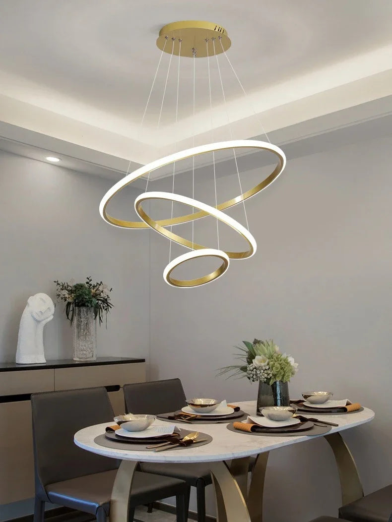 Afralia™ Circles Chandelier Pendant Lamp 3 Rings Ceiling Light