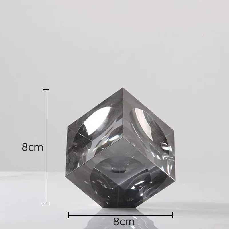 Afralia™ Crystal Cube Statue Desk Ornament - Creative Room Decor Sculpture