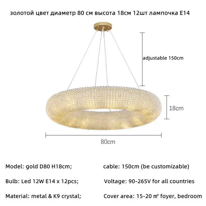 Afralia™ Crystal Luxury Loft Pendant Light with LED E14 Bulb for Living Room