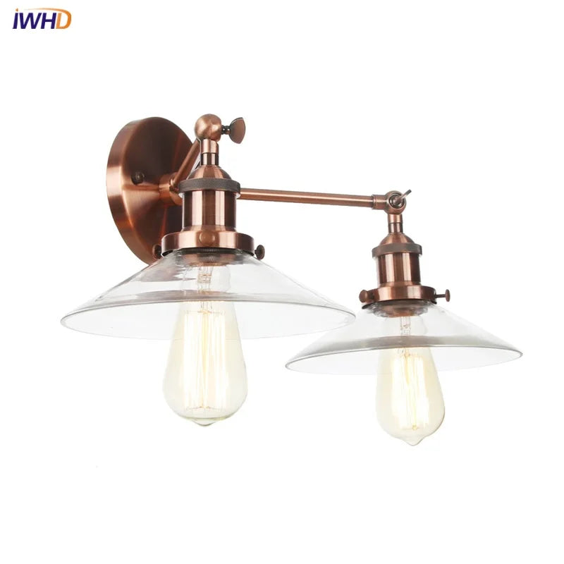 Afralia™ Vintage Loft Art Glass Wall Lamp - LED Study Aisle Bedside Light