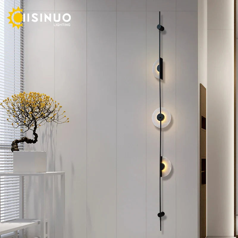 Afralia™ LED Marble Wall Lights - Black Metal Sconces for Living Room, Stairs & Aisle