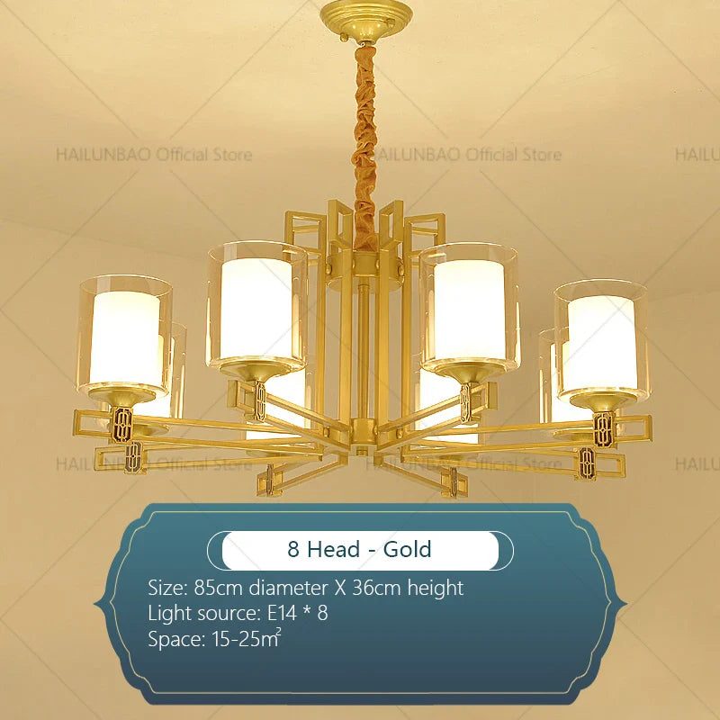 Afralia™ Zen Copper Chandelier for Living Room, Dining Room, Hotel, Restaurant