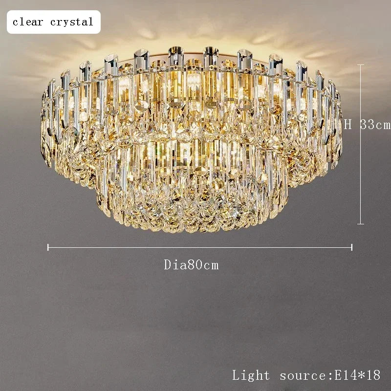 Afralia™ Nordic Crystal Chandelier LED Round Light for Living Bedroom Dining Room