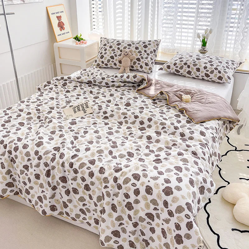 Afralia™ Double Gauze Rabbit Print Quilt: Soft, Breathable, Washable, Light Comforter