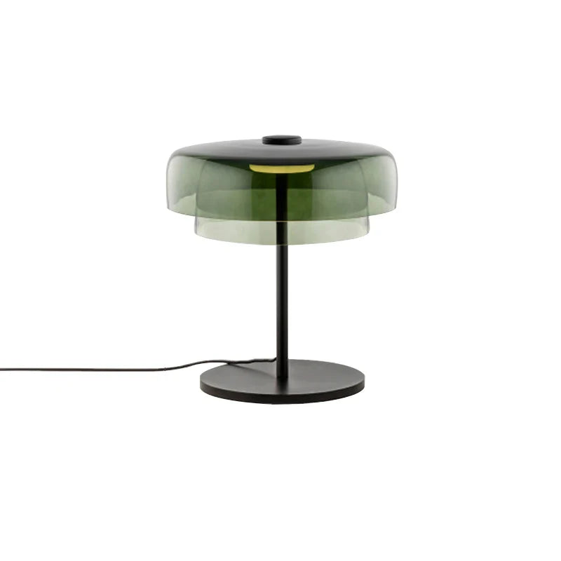 Afralia™ Green Glass Vintage Table Lamp for Office Bedroom Nightstand Luxury Decor