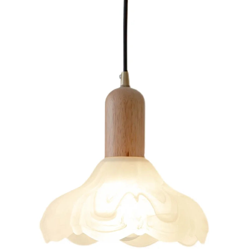 Afralia™ Wood Glass LED Pendant Light Suspension Luminaire for Home Decor