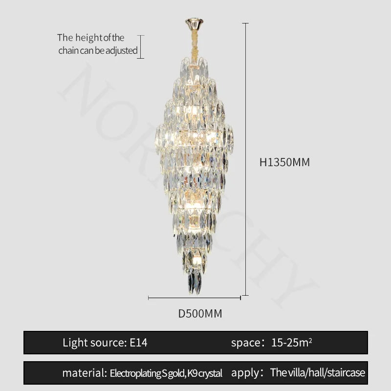 Afralia™ European Crystal Duplex Chandelier for Hotel Lobby Staircase & Villa Living Room
