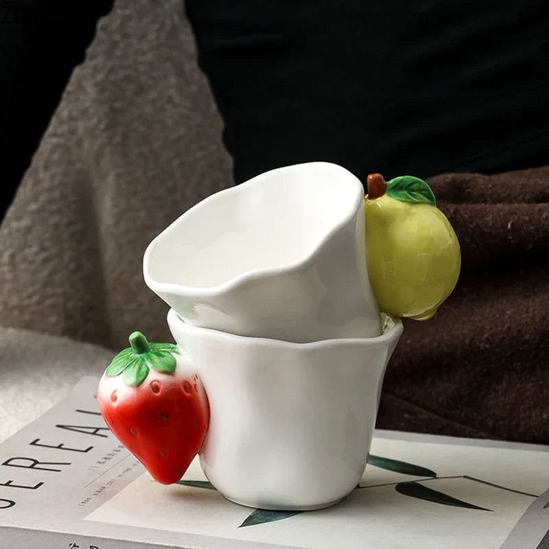 Afralia™ Fun Fruits Ceramic Mug Lemon/grape Dining Coffee Afternoon Tea Cup