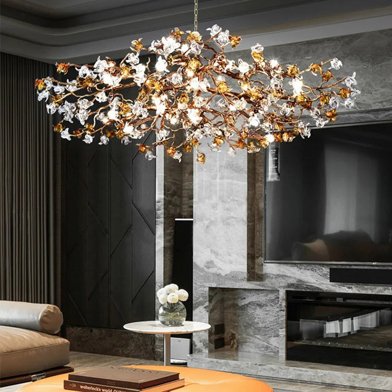 Afralia™ Copper Branch Pendant Chandelier for Luxury Living Room & Restaurant