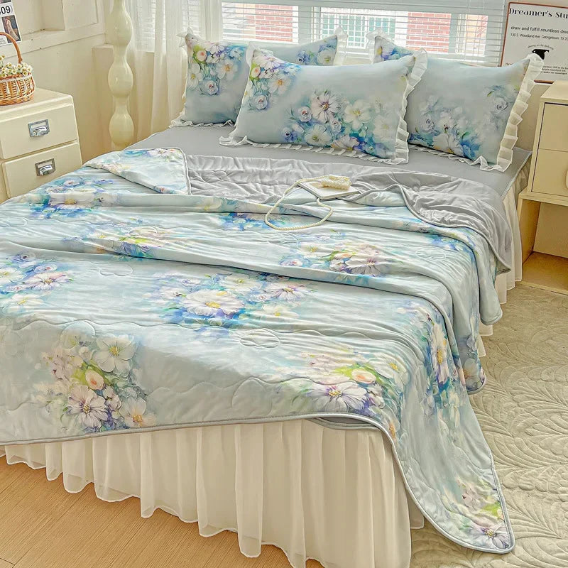 Afralia™ Floral Summer Cooling Quilt for Double Single Bed - Soft & Breathable