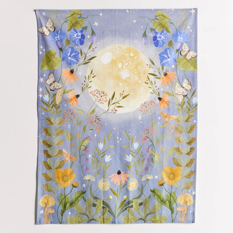 Afralia™ Moon Floral Butterfly Tapestry Wall Hanging, Hippie Witchcraft Decor