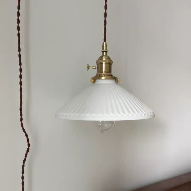 Afralia™ Ceramic Copper LED Wall Lights Pull Chain Switch Nordic Bedside Lamp