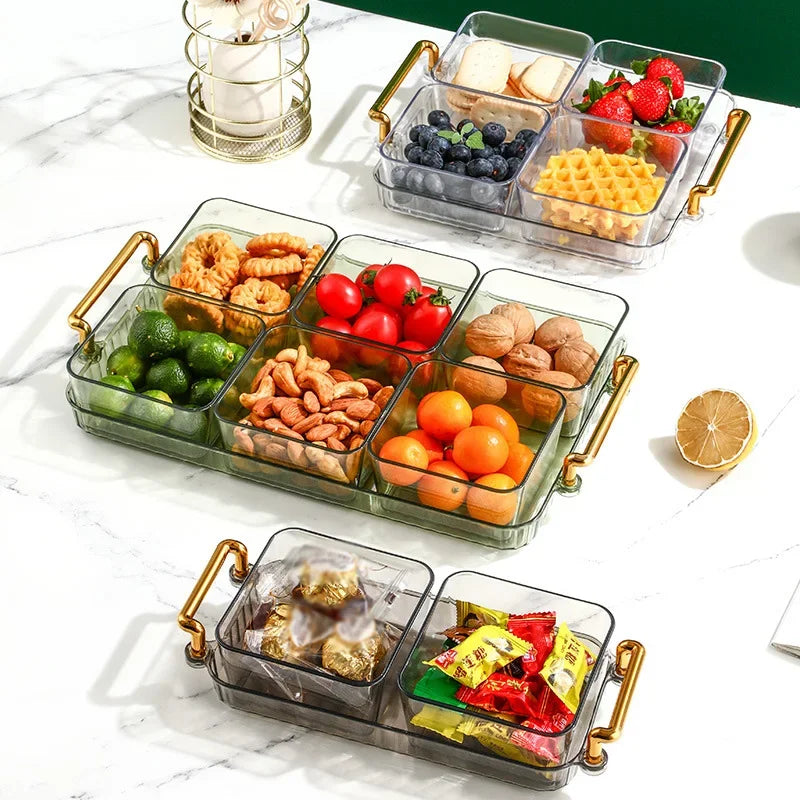 Afralia™ 6-Grid Divided Fruit Plate Snack Dish Dry Fruit Tray Light Luxury Tray