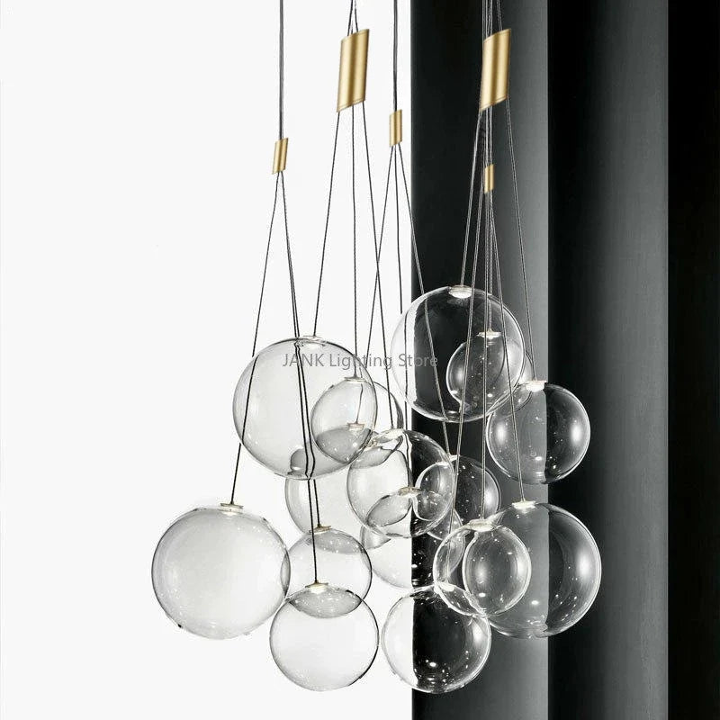 Afralia™ Glass Ball Chandelier - Nordic Modern Designer LED Pendant Lights for Home Decor