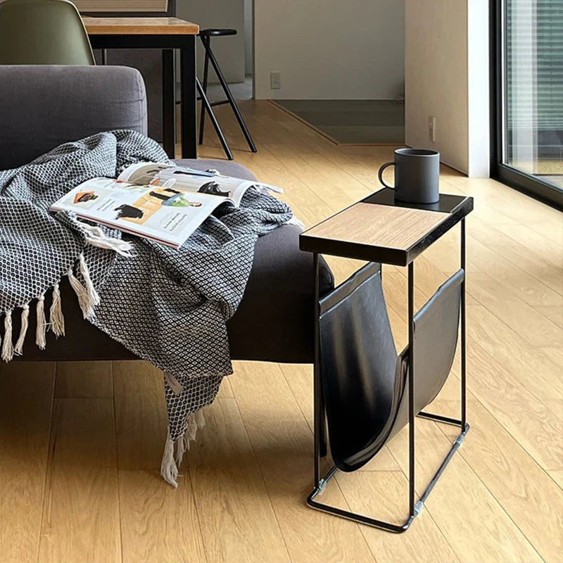 Afralia™ Minimalist Nordic Side Table with Magazine Storage Shelf