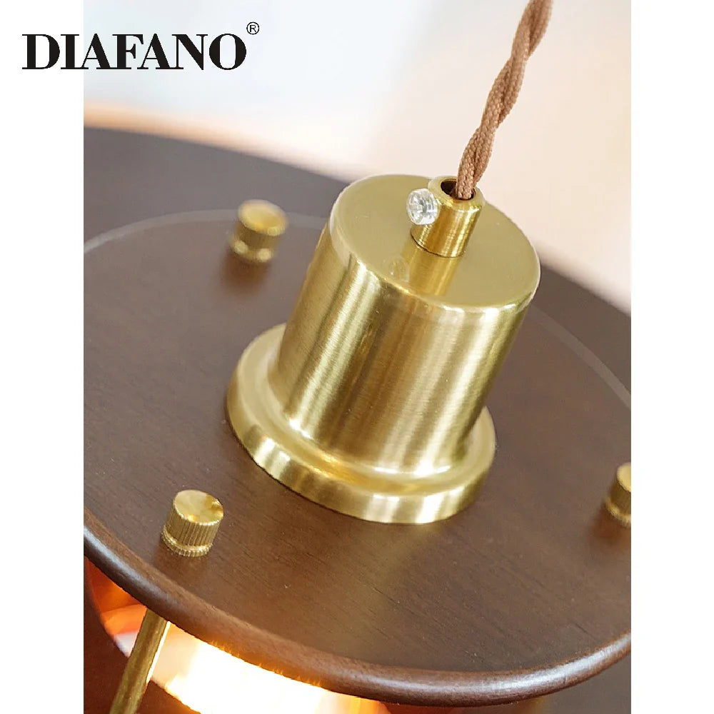 Afralia™ Wooden PH5 Pendant Light Walnut Finish for Living Room & Kitchen