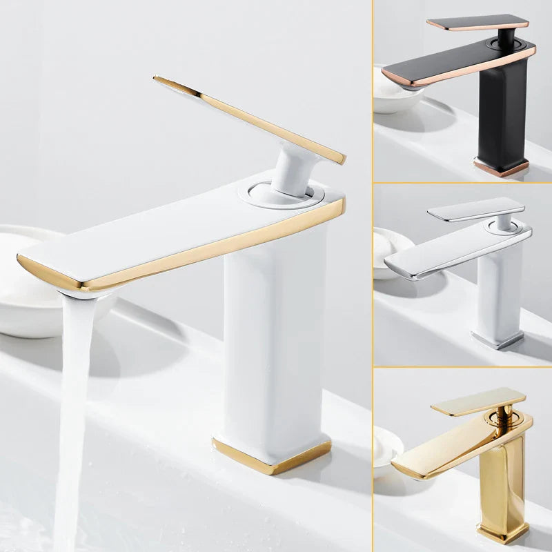 Afralia™ Brass Basin Faucet: Single Handle Mixer Taps, Deck Mounted Bathroom Sink Faucets
