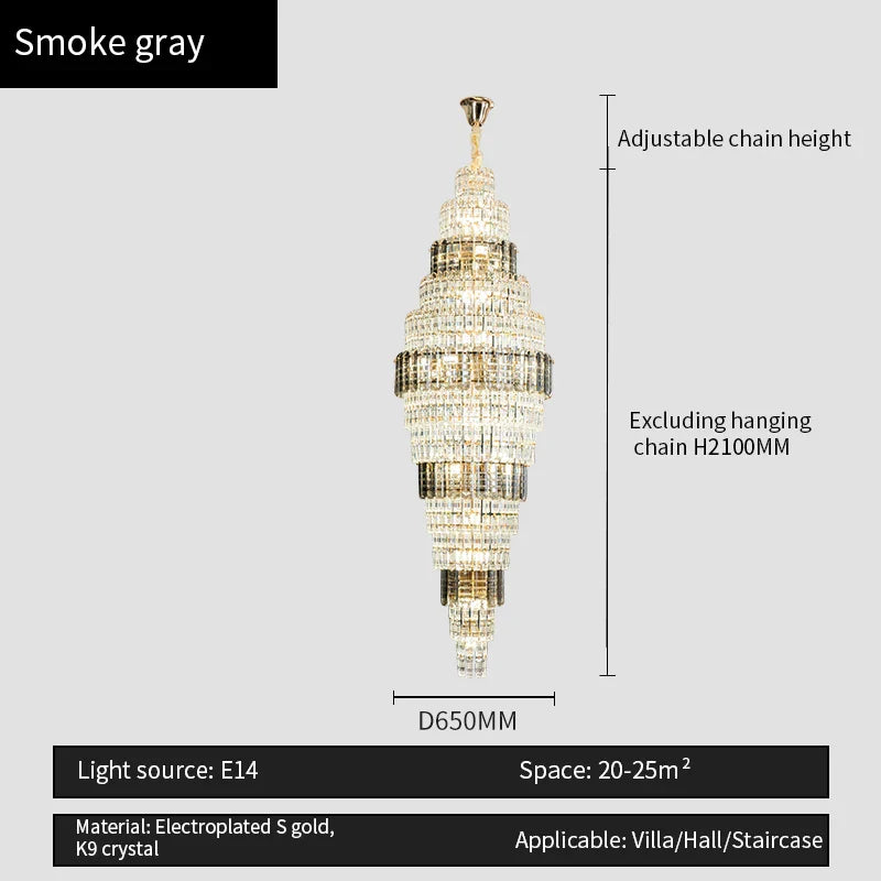 Afralia™ Crystal Duplex Chandelier: Luxe Hollow Design for Living Room, Staircase.