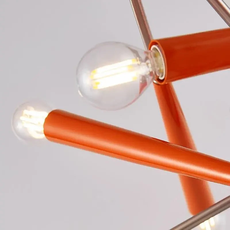 Afralia™ Orange Sputnik Chandelier: Mid Century LED Lighting for Villa, Dining Room, Bedroom
