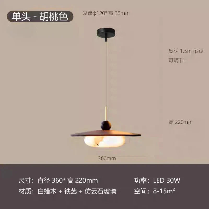 Afralia™ Zen Marble Glass Wood LED Pendant Lights for Home Decor