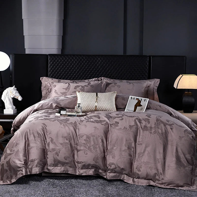 Afralia™ Luxury Egyptian Cotton Jacquard Bedding Set with Duvet Cover, Sheet, and Pillowcases