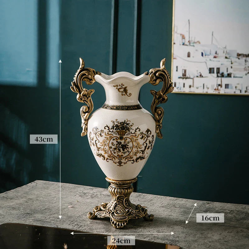 Afralia™ Classic White Ceramic Vase for Desk Decor and Flower Arrangement