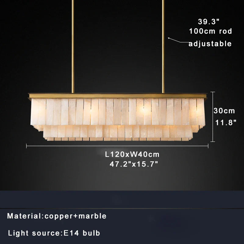 Afralia™ Marble Bronze Copper Chandelier: Modern Luxury Rectangle Dining Table Decor.