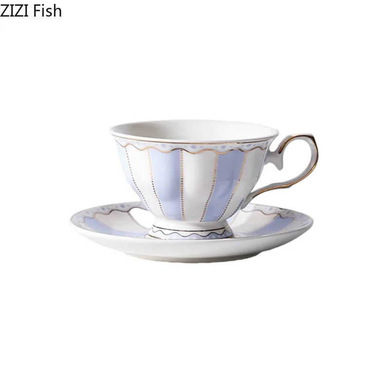 Afralia™ Ceramic Polka Dot Cup&Saucer Set - Gold Finish Tea Coffee Mug Fruit Juice