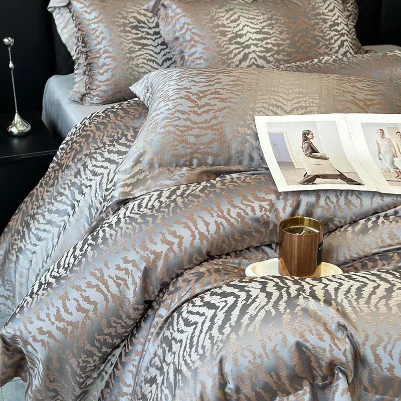 Afralia™ Luxury Egyptian Cotton Jacquard Bedding Set - Soft Silky 4Pcs