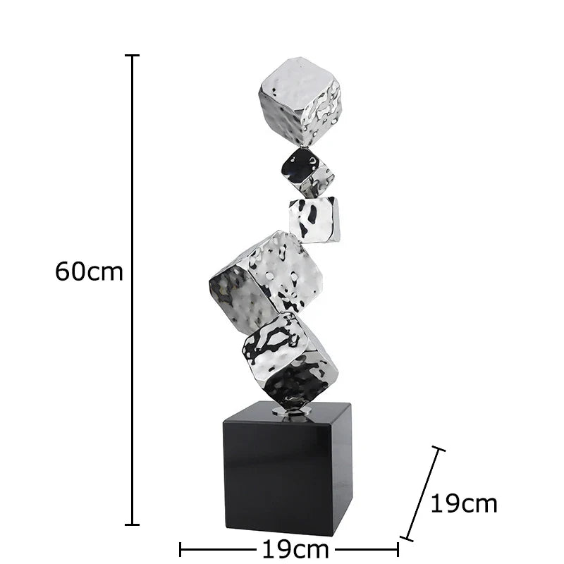 Afralia™ Geometric Metal Sculpture Desk Decor for Room Aesthetics