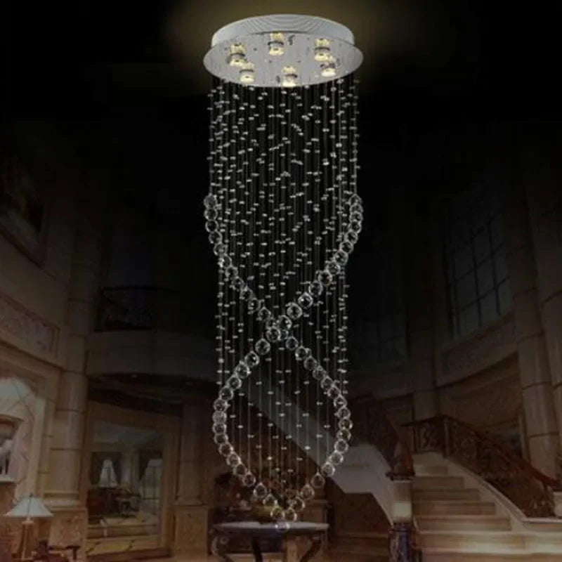 Afralia™ Modern Crystal Chandelier LED Pendant Light for Duplex Stairs and Kitchen