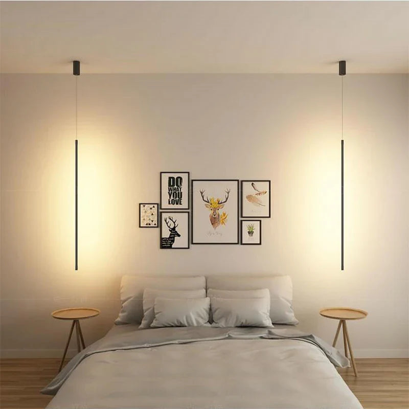 Afralia™ Long Strip LED Pendant Light Chandelier for Indoor Living Room Bedroom Kitchen