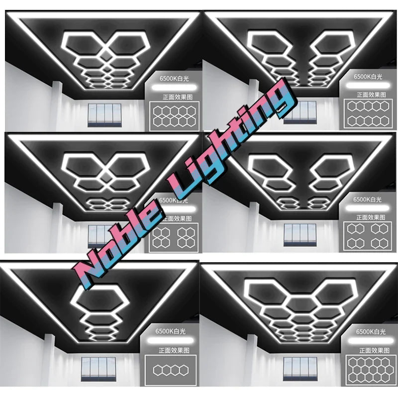 Afralia™ Hexagon LED Garage Lamp for Auto Body Repair Workshop Lighting