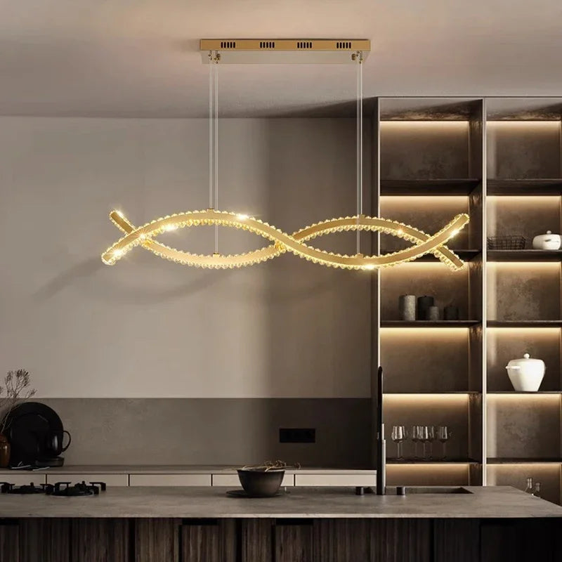 Afralia™ Crystal Strip Chandelier: Modern Minimalist Ceiling Light for Artistic Indoor Lighting